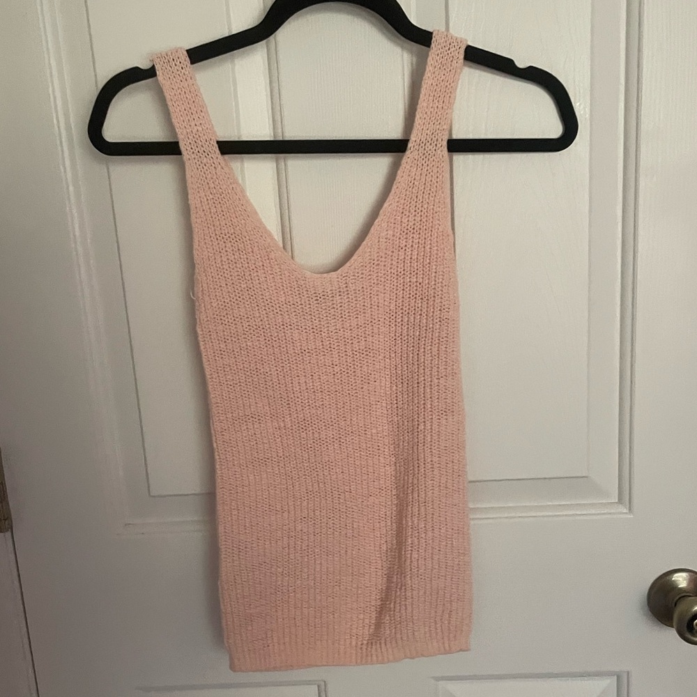 Madewell light pink peach knit woven tank top